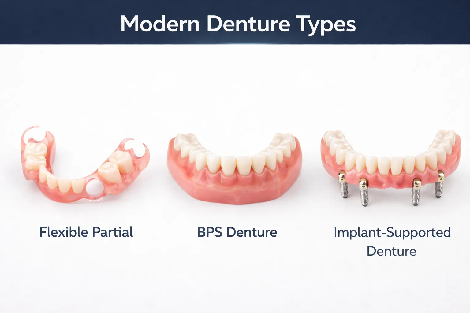 Modern denture options available at CDIE Gurgaon — flexible, BPS and implant-supported
