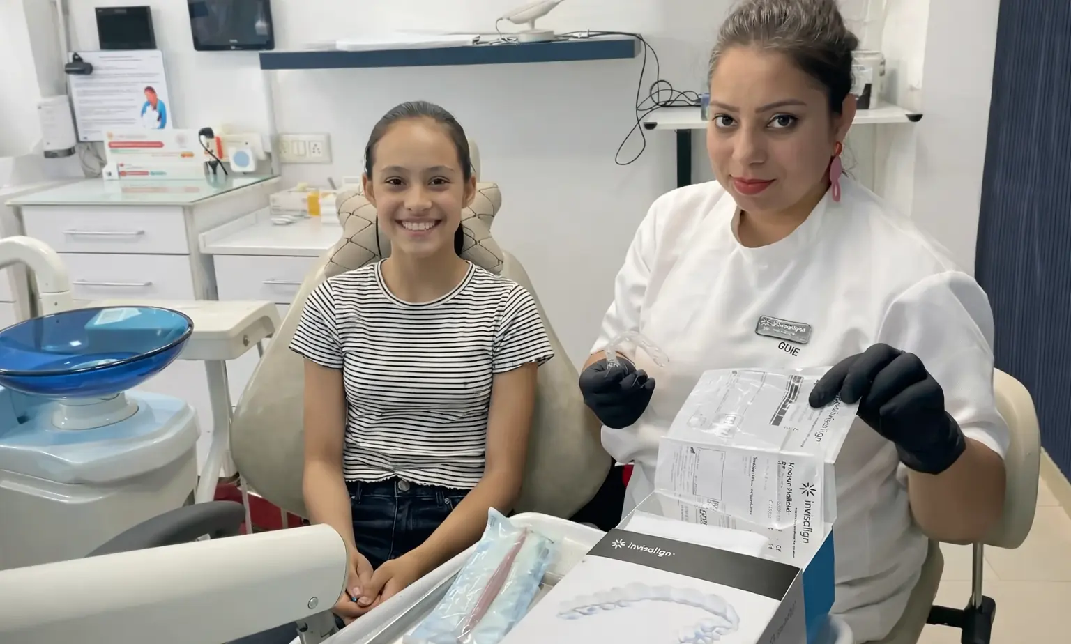 Child at dental checkup for orthodontic evaluation