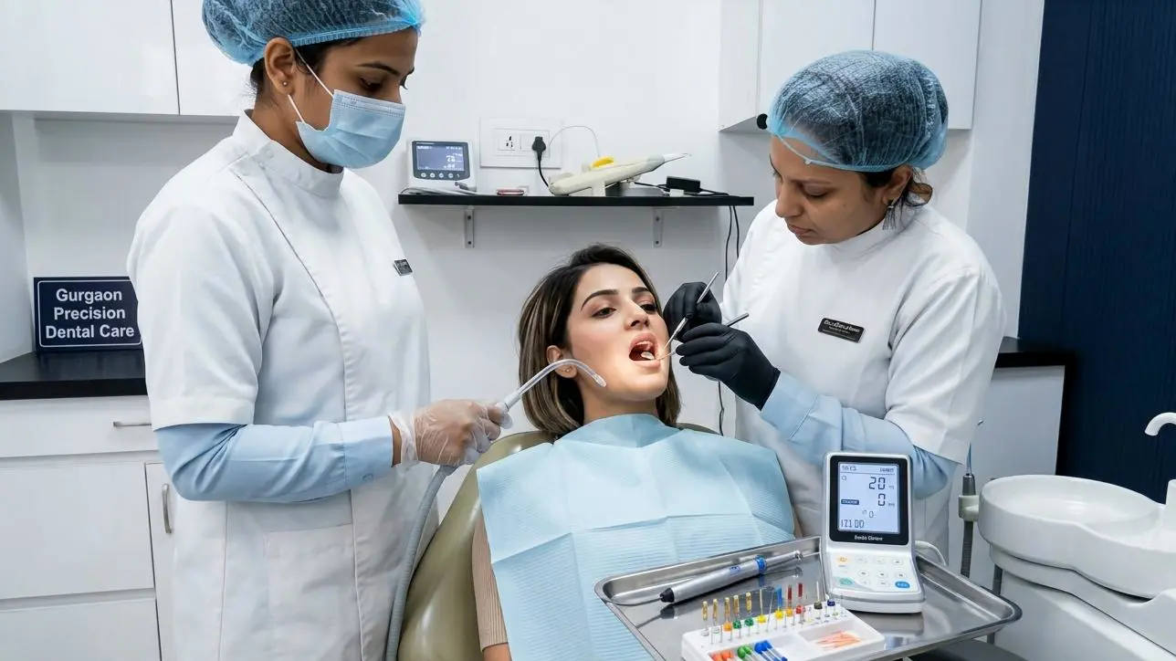 Modern dental equipment for painless root canal treatment Gurgaon
