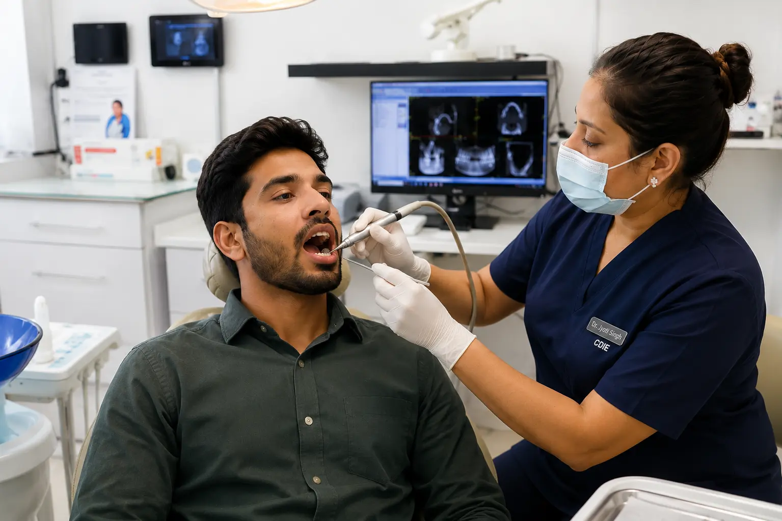 Professional scaling and root planing for bad breath treatment at Center for Dental Implants and Esthetics Gurgaon