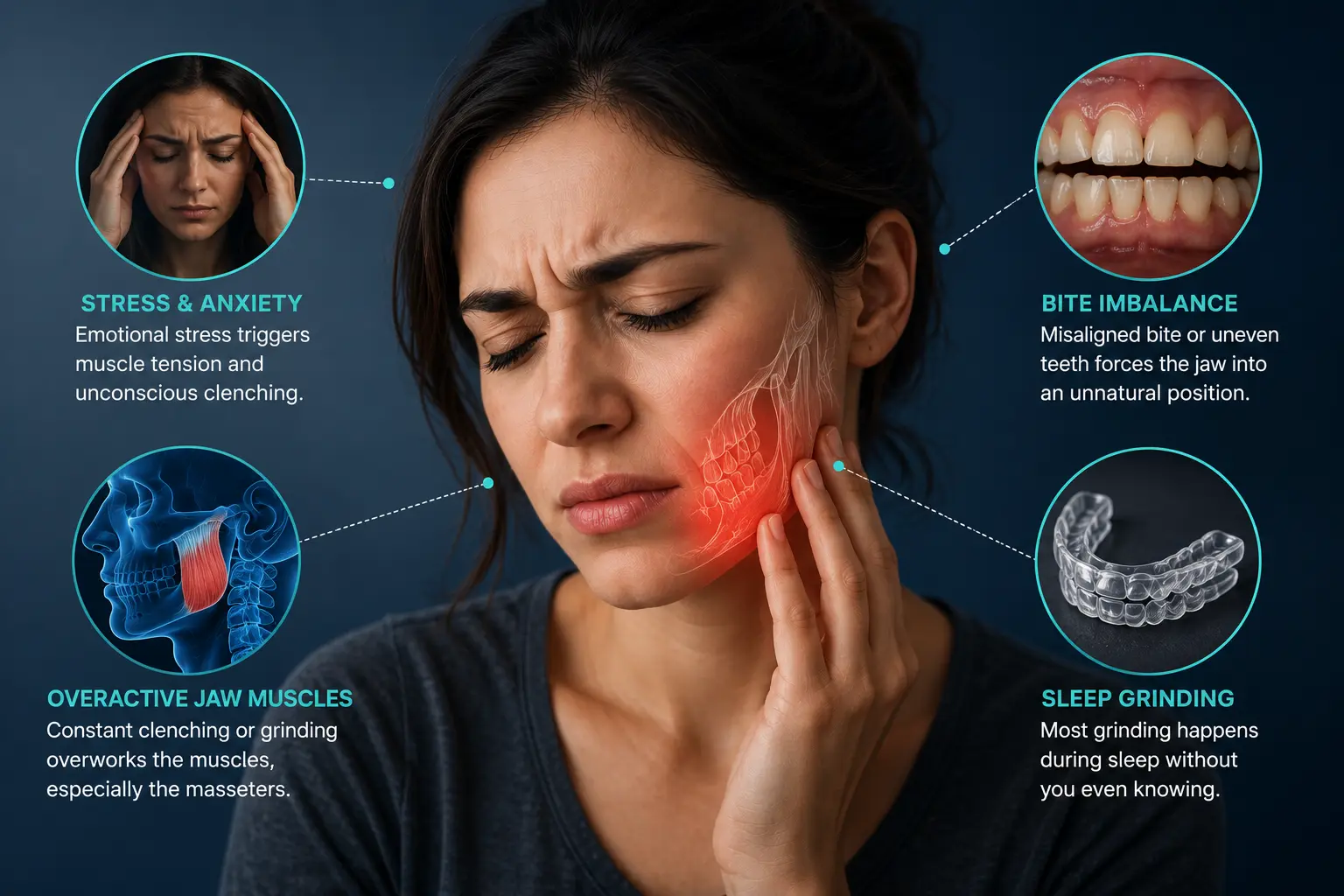 Dentist examining patient jaw and bite for bruxism diagnosis Gurgaon