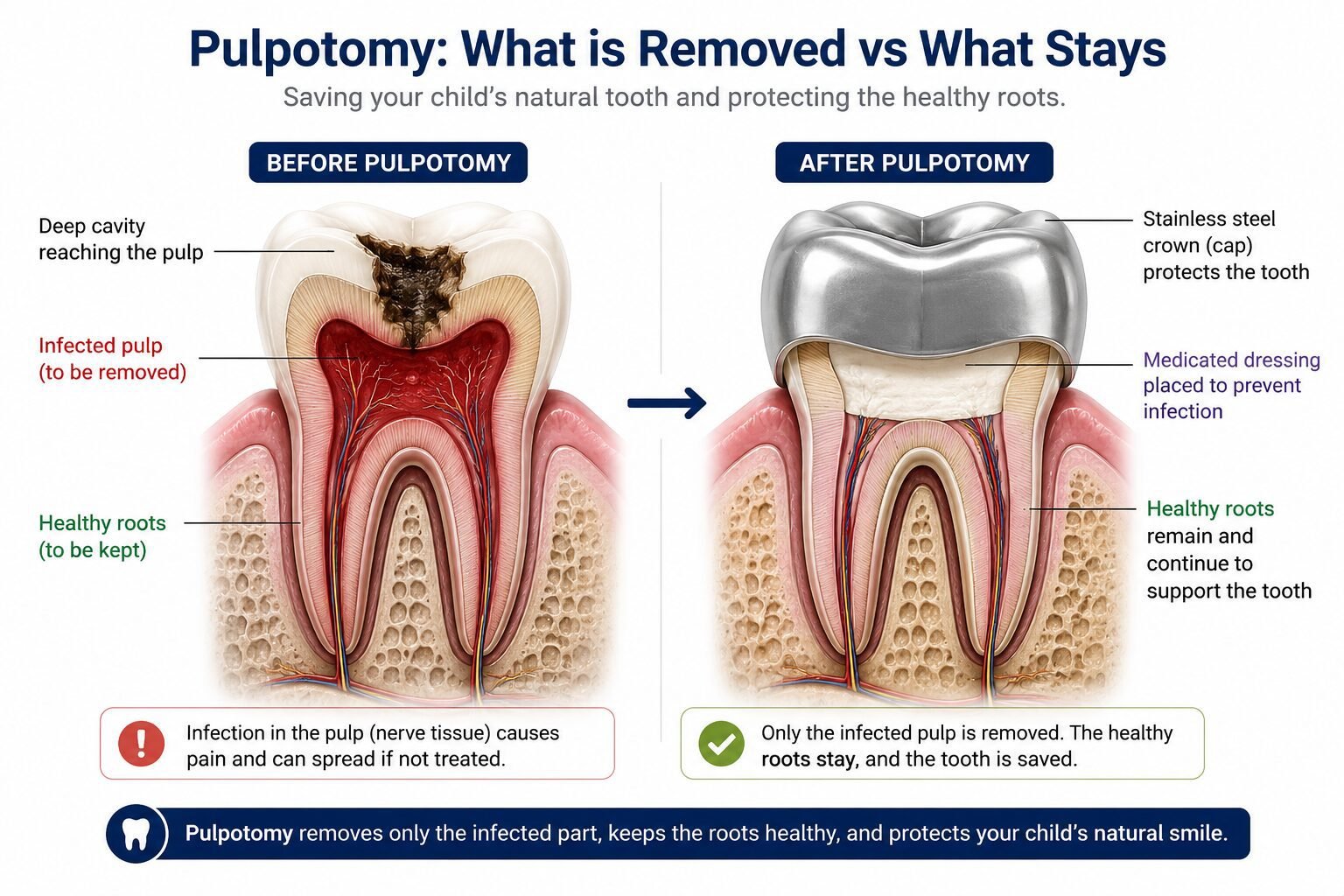 What is Pulpotomy in Gurgaon, Center for Dental Implants and Esthetics
